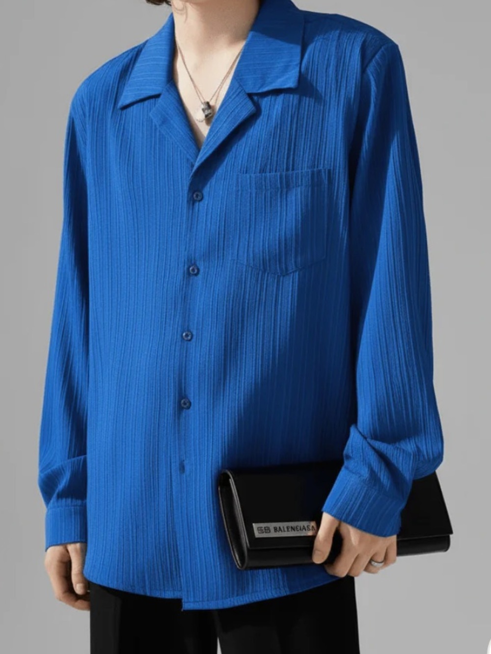 Women’s Loose Blue Button-Up Shirt Jacket